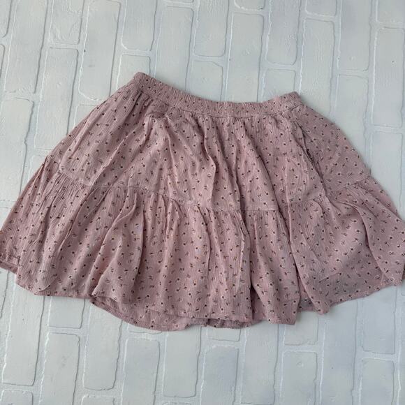 American Eagle Women's Pink Cottage Floral Print Lined Pull on Mini Skirt -sz S - Picture 2 of 5